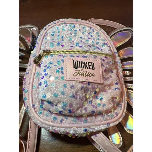 NEW Wicked x Justice Butterfly‎ Mini Backpack Pink Sparkle Butterfly Wings - Picture 1 of 6